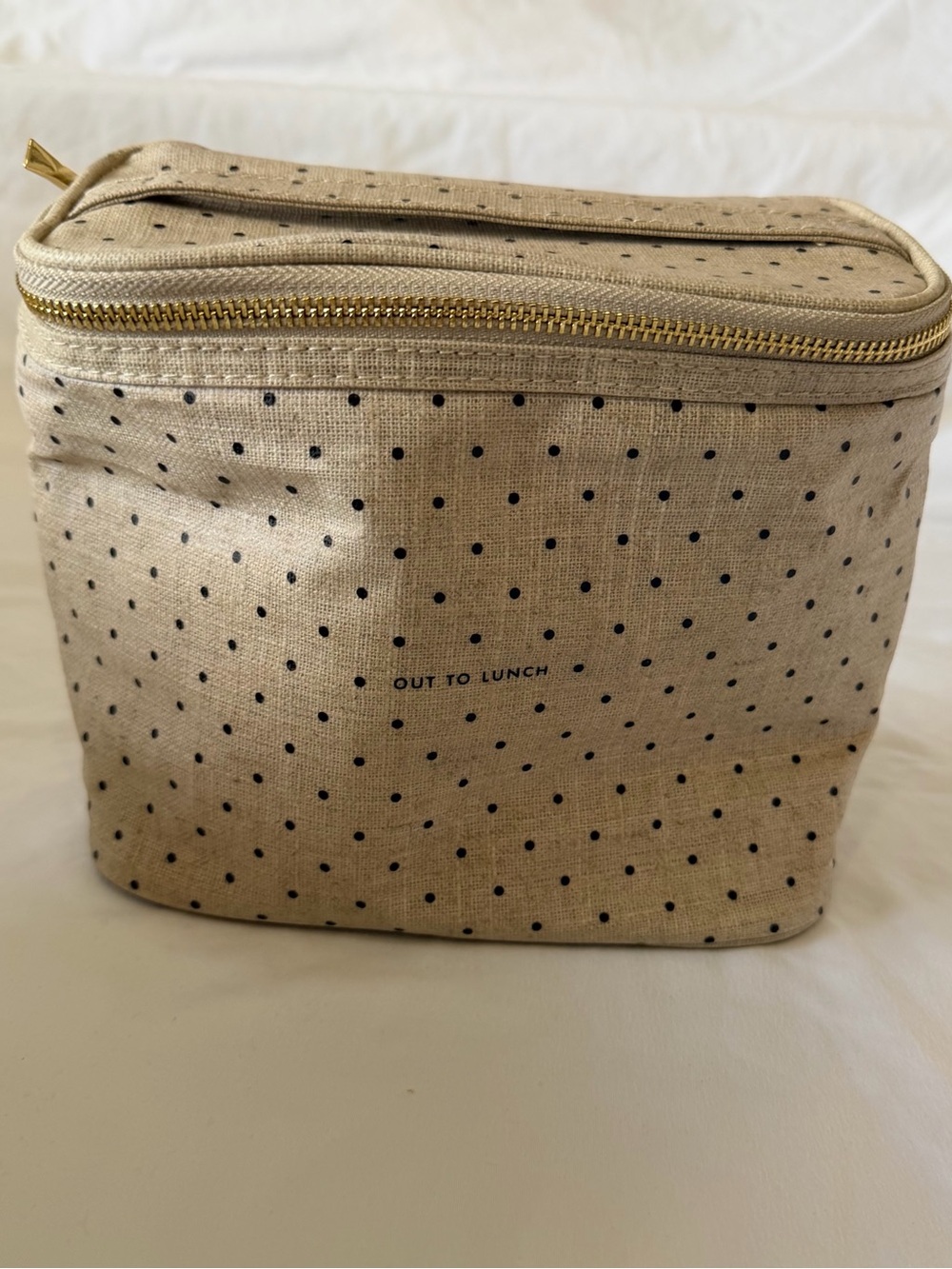 kate spade tan polka dot lunch bag